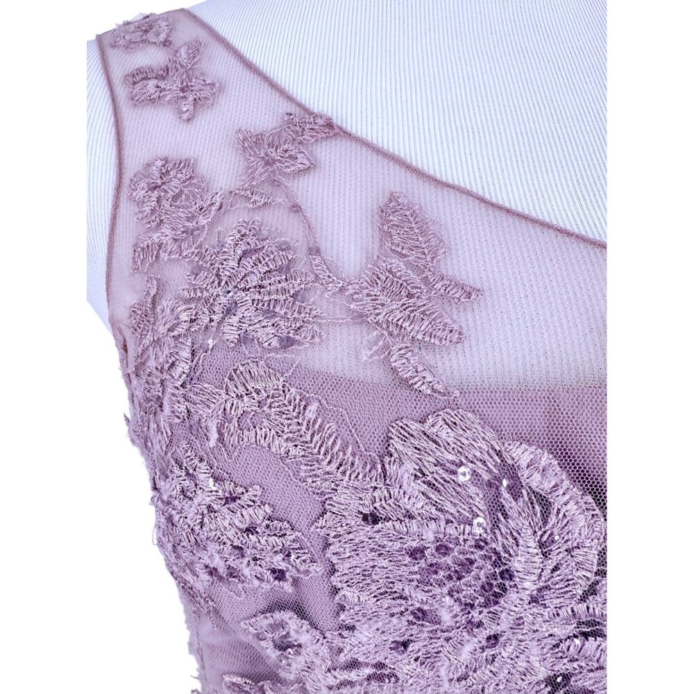 Davids Bridal Lavender One-Shoulder Embroidered Prom Bridesmaid Dress Gown - Picture 6 of 16